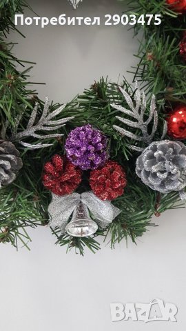 Цветен коледен венец, снимка 2 - Декорация за дома - 31090904