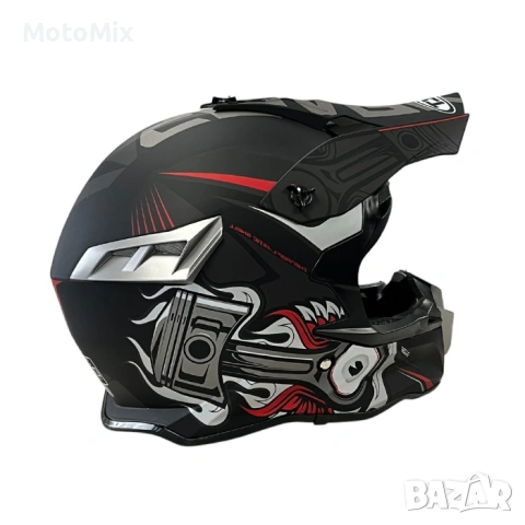 Мотокрос каска - Matt Black/Grey Red, снимка 4 - Аксесоари и консумативи - 54354474