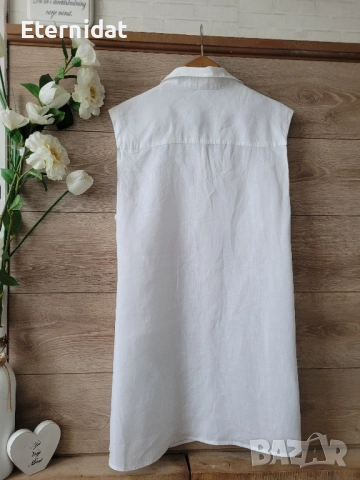 Нова дълга бяла риза ЛЕН, снимка 5 - Ризи - 51628040