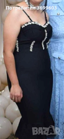 Дамска елегантна рокля с камъни, снимка 2 - Рокли - 52134197