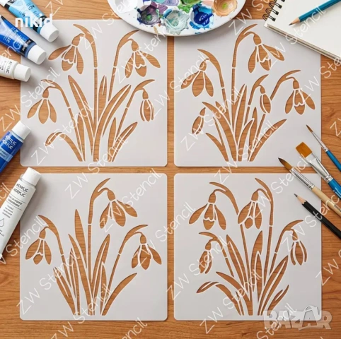 4 бр Кокиче Кокичета цветя стенсил шаблон спрей торта украса сладки Scrapbooking 