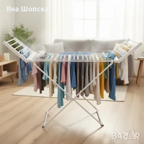 Електрическа сушилня за дрехи 220W – 18 отопляеми пръчки, сгъваема, снимка 3 - Сушилници - 55787345