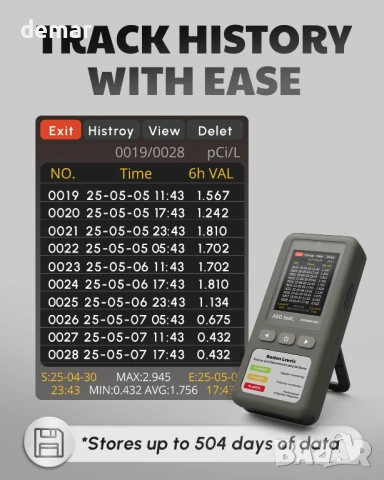 AEGTEST HOUND-1011 Преносим радон детектор за дома, лек, точен сензор, снимка 4 - Друга електроника - 51299393