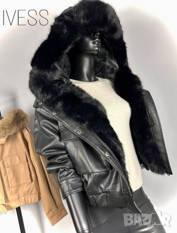 Зимно дамско кожено яке , снимка 1 - Якета - 42622303