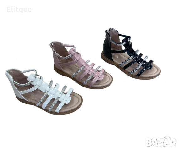 Детски сандали за момичета с лъскави каишки и бляскави елементи 8957