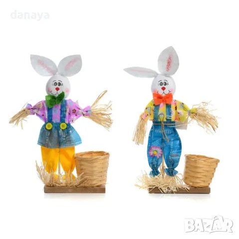 5827 Великденска украса Зайче с кошничка за първото боядисано яйце, 35 см
