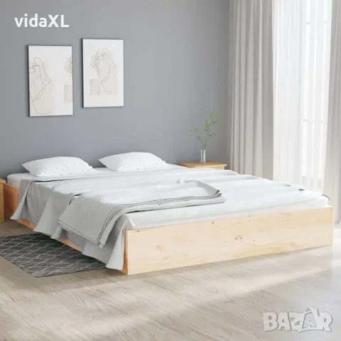 vidaXL Рамка за легло, дърво масив, 120x190 см, Small Double, снимка 2 - Спални и легла - 56147934