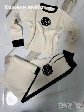 Бял топъл плетиво комплект с роза уникално качество