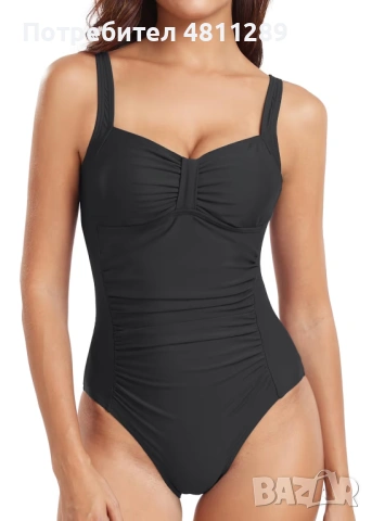 Цял бански костюм за контрол на корема, цвят - черен, размер: М
