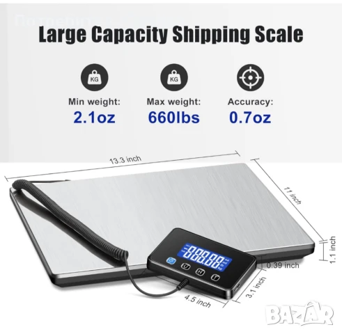 300 кг тежкотоварна дигитална пощенска везна за пакети,прецизна пощенска везна за малък бизнес, снимка 2 - Везни - 51303092