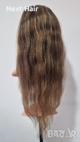 Естествена перука, кафява с руси кичури, 60 см, Lace 4х4, снимка 8 - Аксесоари за коса - 53351970