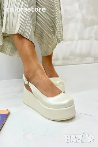 Сандали на платформа - бяла перла - HLZ90, снимка 2 - Сандали - 49957714