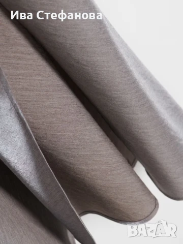 Нова шик елегантна дълга сива сребърна рокля драпирано деколте , снимка 2 - Рокли - 50218059