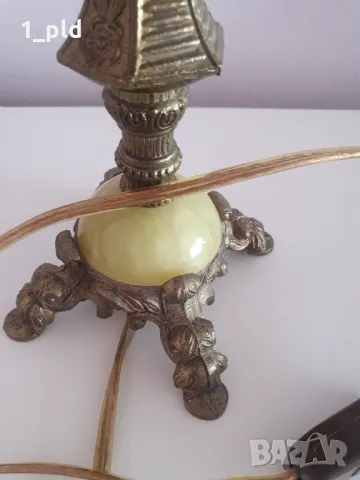 Нощна лампа с кожа и естествен камък, снимка 4 - Настолни лампи - 49049819