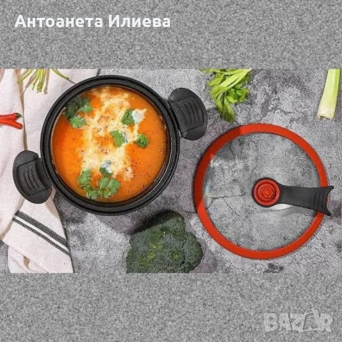 Херметическа тенджера заключващ капак  с незалепващо покритие - 24см, 26см, 28см, снимка 6 - Прибори за хранене, готвене и сервиране - 50913092