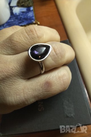 Нов пръстен мед стомана с фасетиран аметист , снимка 5 - Пръстени - 35164734