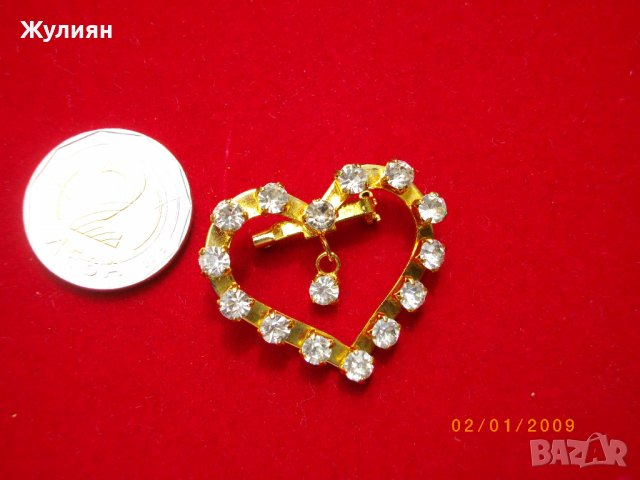 БРОШКА СЪРЦЕ, снимка 3 - Антикварни и старинни предмети - 37001888