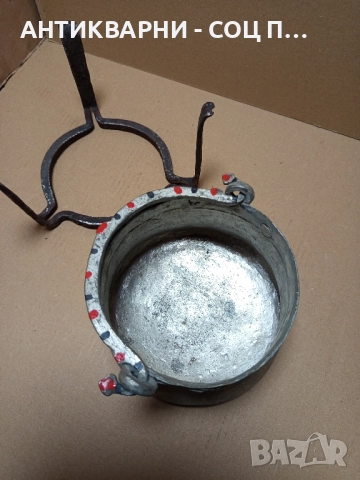 Комплект Соц Стари Медно Менче Със Саджек Пиростия За Огнище 1.5лт Номер 4., снимка 5 - Антикварни и старинни предмети - 51477206