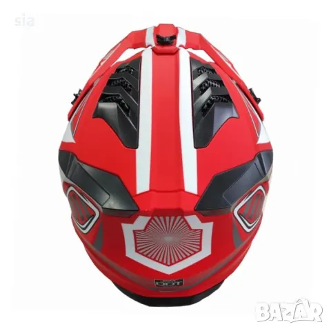 Каска за мотокрос червено-бяло, снимка 3 - Аксесоари и консумативи - 50023493