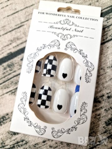 Комплект Разкошни Press-on Изкуствени Нокти 24 броя със Сърца КОД nail79, снимка 5 - Продукти за маникюр - 39462160