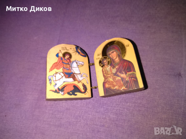 Двойна икона Манастир Суково отворена 90х55мм, снимка 1 - Икони - 36558636