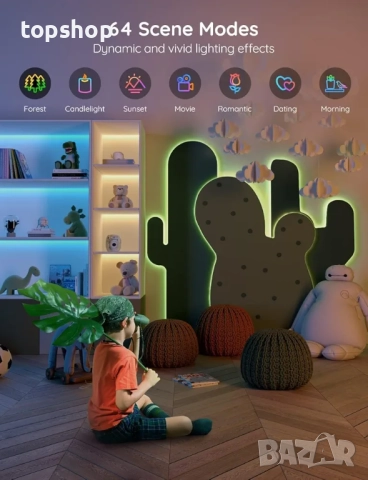 Нова интелигентна RGB LED лента Govee H6110, Wi-Fi, Bluetooth, Музикална синхронизация, Цветна..., снимка 7 - Лед осветление - 51792873
