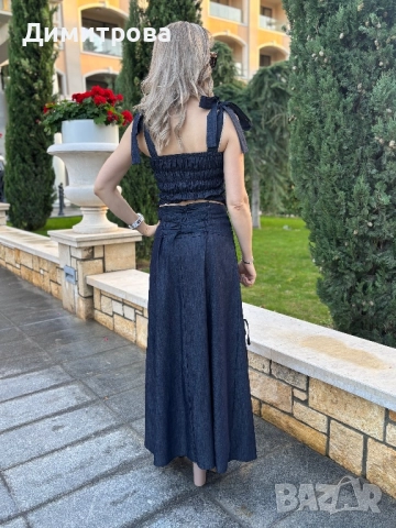 Дънков костюм с дълга пола и бюстие XS-XL, снимка 8 - Костюми - 52443319