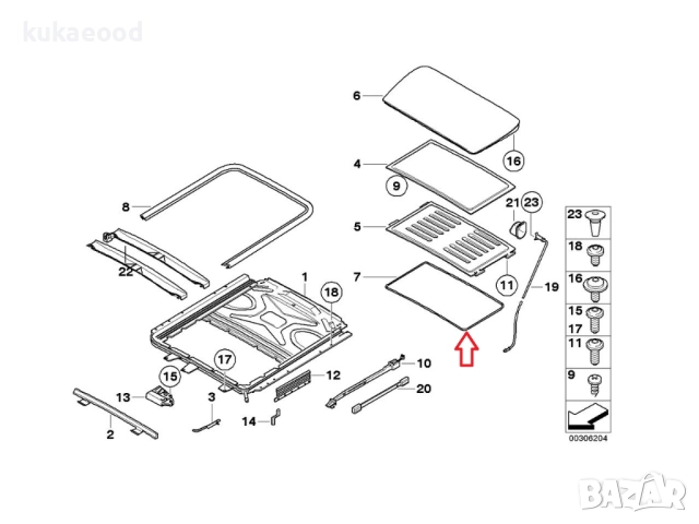 Уплътнение за люк на BMW 5 E39, снимка 6 - Части - 51805353