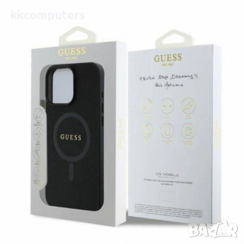 Оригинален кейс Guess Saffiano MagSafe и Протектор За iPhone 16 Pro (6.3), Черен, снимка 3 - Калъфи, кейсове - 51962138