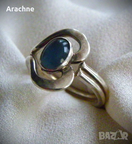 Сребърен пръстен с аквамарин в "сърце", снимка 4 - Пръстени - 49324474