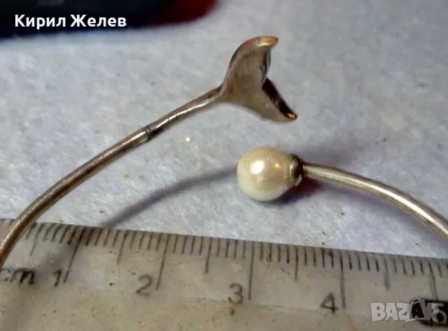 СТАРИННА ПРЕЛЕСТНА СРЕБЪРНА ГРИВНА СРЕБРО ВИСОКА ПРОБА с ЕСТЕСТВЕНА БЯЛА ПЕРЛА и СИНИ ЦИРКОНИ 25977, снимка 4 - Антикварни и старинни предмети - 48493156