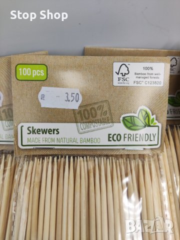 Бамбукови клечки за хапки 100броя , снимка 2 - Аксесоари за кухня - 38772780