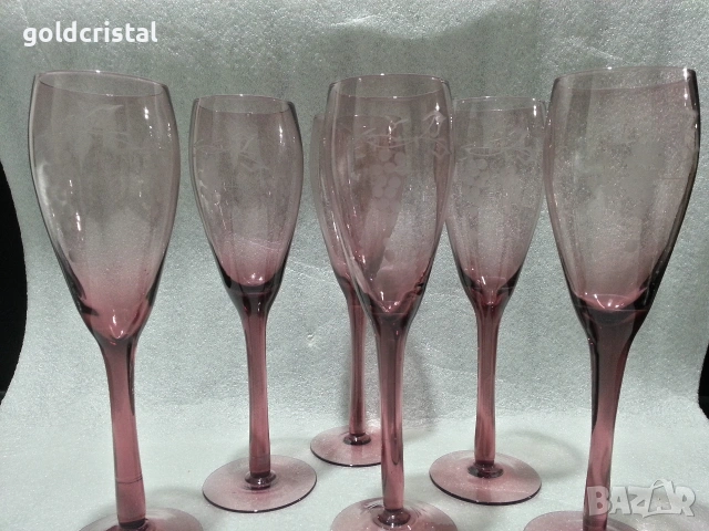 ретро стъклени чаши цветно стъкло 