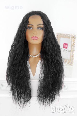 Дълга обемна чуплива черна перука Елина, снимка 1 - Аксесоари за коса - 37978916