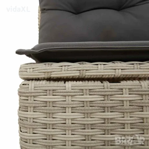 vidaXL Външен стол без подлакътници с възглавници светлосив полиратан, снимка 9 - Градински мебели, декорация  - 56147334