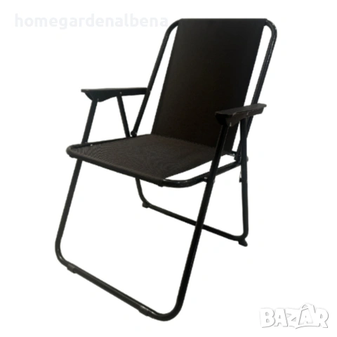 Сгъваем градински стол 53x59x76 см – прахово боядисана стомана, сив или черен, снимка 8 - Градински мебели, декорация  - 54108959