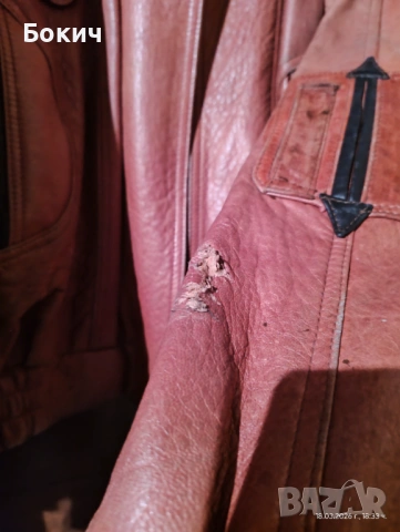 Яке от естествена кожа, размер L, керемидено червено, снимка 2 - Якета - 53891340