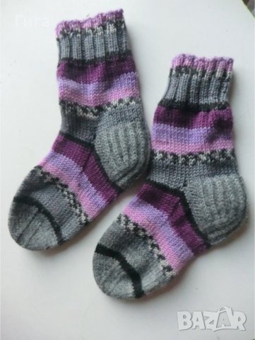 плетени чорапи сиво/лилаво, ходило 16, конч 16