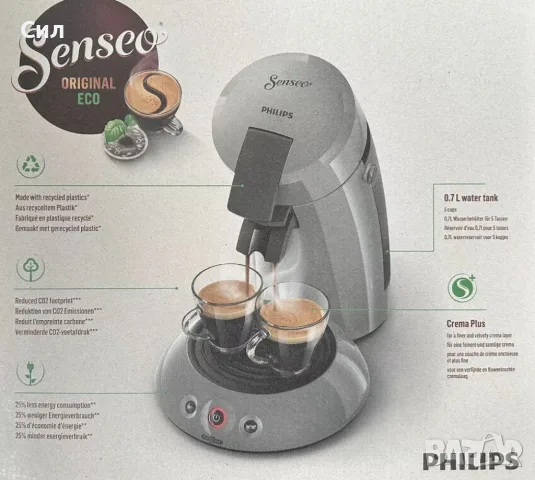 Еспресо кафе машина Philips Senseo Original Eco, снимка 2 - Кафемашини - 56139727