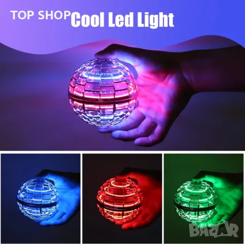 LED летяща топка Flynova Pro, Акумулаторна с USB, Червена Синя, снимка 2 - Влакчета, самолети, хеликоптери - 48657153