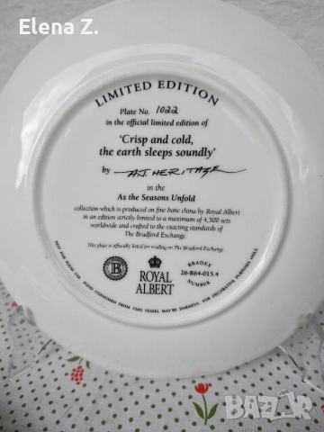 Три красиви декоративни чинии Royal Albert - As the seasons unfold, снимка 13 - Декорация за дома - 52917431