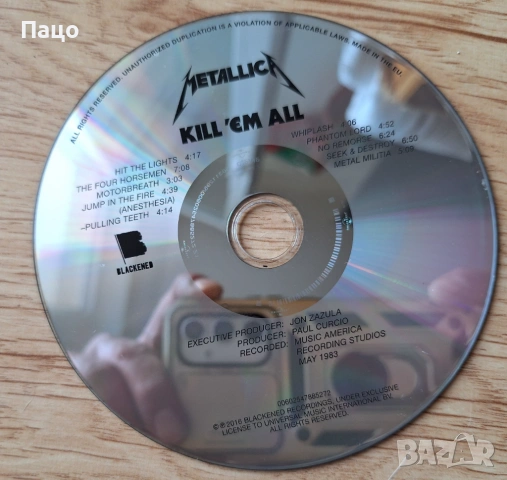 Metallica   Kill 'em All CD 1983 Blackened Recordings , снимка 10 - CD дискове - 54321963