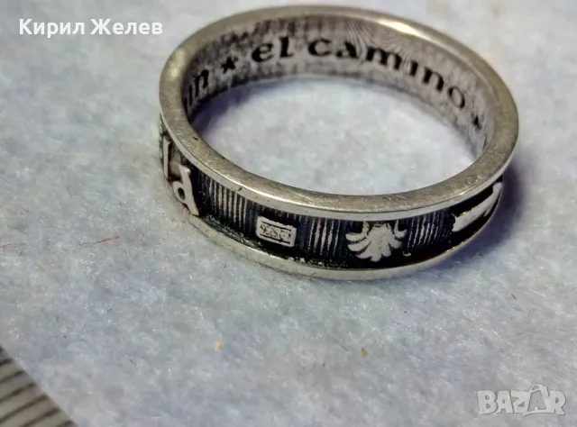 ЕЛ КАМИНО ПЪТЯТ Към САНТЯГО РИМОКАТОЛИЧЕСКИ СРЕБЪРЕН ПРЪСТЕН ЛАКИРАНО СРЕБРО 925 АРТ ИЗРАБОТКА 48886, снимка 11 - Антикварни и старинни предмети - 49913134