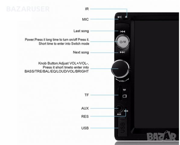 Мултимедия за автомобил със 7-инчов TFT екран, снимка 6 - Аксесоари и консумативи - 30439796