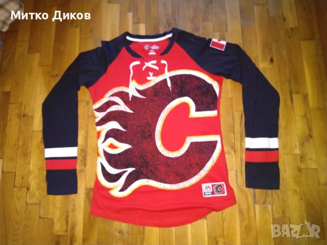 Calgary Flames Canada NHL Hockey Majestic маркова хокейна тениска НХЛ размер реален С