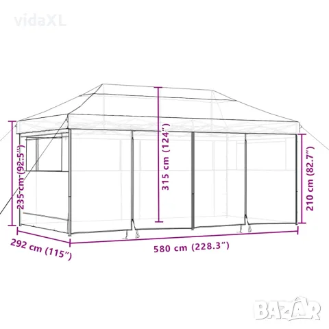 vidaXL Сгъваема парти шатра pop-up с 4 странични стени зелена, снимка 10 - Къмпинг мебели - 56147418