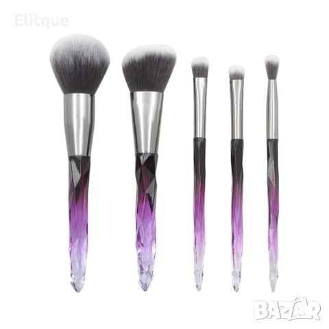 Сет от 5 броя четки за грим с диамантени дръжки HZS52, снимка 6 - Други - 52830518