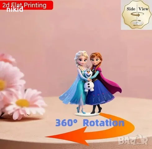 въртяща 360 ° Замръзналото кралство Елза Frozen 2D Акрилна Фигурка топер за торта връх рожден ден