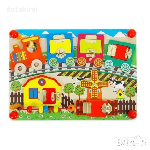Дъска за двигателни умения - Веселото влакче - БизиБорд, снимка 3 - Образователни игри - 47503678