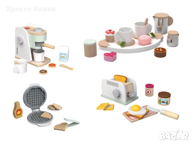 Детски дървен комплект за чай закуска Дървени кухненски играчки, снимка 2 - Други - 47934839
